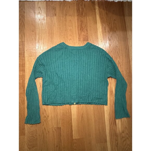 Green Cropped button Cardigan Size M - Picture 3 of 8